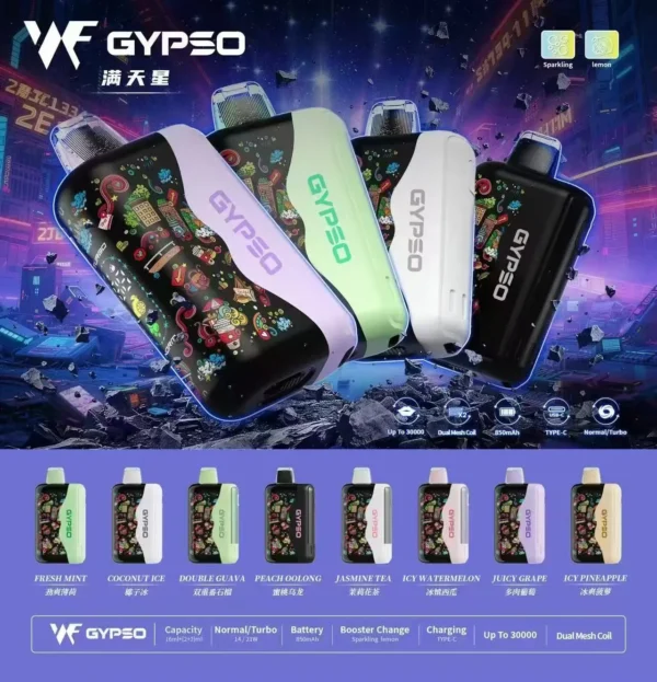 1784382383922.webp GYPSO 滿天星 30000口|14W-21W雙模式 Dual Mesh雙網芯 18ml油艙 850mAh Type-C