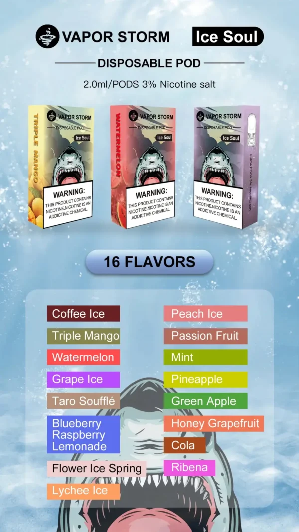 VAPOR STORM 風暴 五代通用煙彈｜2ml 激爽配方不嗆喉 陶瓷網芯防漏升級 3% 尼古丁鹽極致濃郁 通用五代主機