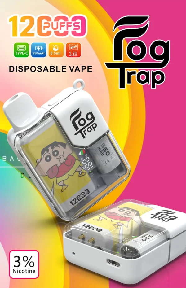 【買十送一】Fog Trap 限量聯名 12000口｜蠟筆小新 × LABUBU 油電數位顯示屏 雙檔功率切換 拋棄式電子煙