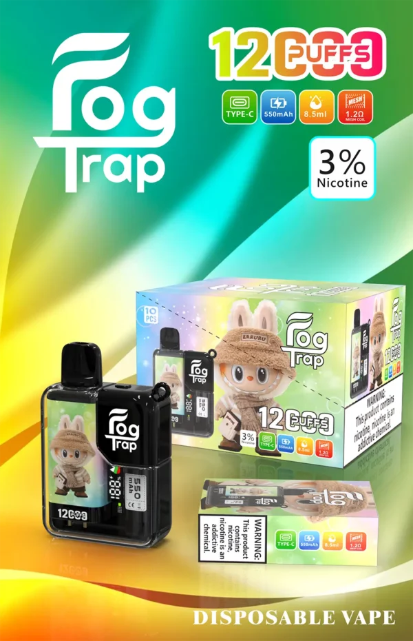 【買十送一】Fog Trap 限量聯名 12000口｜蠟筆小新 × LABUBU 油電數位顯示屏 雙檔功率切換 拋棄式電子煙
