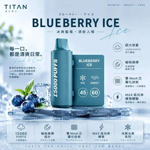 ChatGPT-Image-2026年8月25日-下午08_01_12.webp TITAN 泰坦 15000口 專用磁吸換彈拋棄式電子煙|雙Mesh網芯細緻霧化 x MAX 高功率爆發