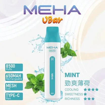 MEHA VBar 魅嗨 小白條 8500口 拋棄式電子煙｜冰爽水果系列清涼入喉 3% 尼古丁鹽黃金配方 650mAh 大電量可充電設計