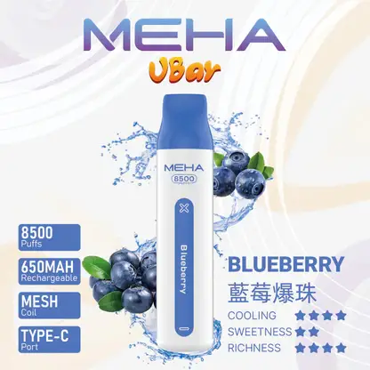 MEHA VBar 魅嗨 小白條 8500口 拋棄式電子煙｜冰爽水果系列清涼入喉 3% 尼古丁鹽黃金配方 650mAh 大電量可充電設計