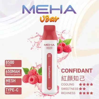 MEHA VBar 魅嗨 小白條 8500口 拋棄式電子煙｜冰爽水果系列清涼入喉 3% 尼古丁鹽黃金配方 650mAh 大電量可充電設計