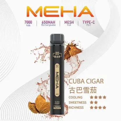 MEHA XBAR 魅嗨 小黑條 7000口 抛棄式電子煙｜Mesh芯爆發力強 3%尼古丁鹽黃金配方 極強冰感體驗 650mAh大電量可充電長效續航