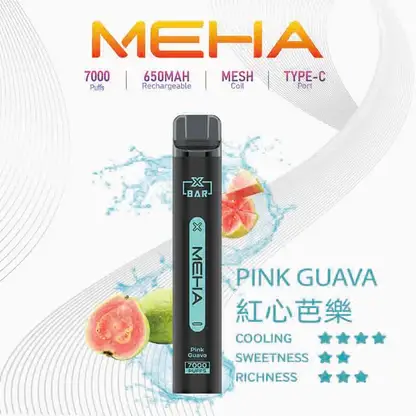 MEHA XBAR 魅嗨 小黑條 7000口 抛棄式電子煙｜Mesh芯爆發力強 3%尼古丁鹽黃金配方 極強冰感體驗 650mAh大電量可充電長效續航