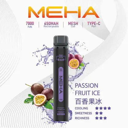 MEHA XBAR 魅嗨 小黑條 7000口 抛棄式電子煙｜Mesh芯爆發力強 3%尼古丁鹽黃金配方 極強冰感體驗 650mAh大電量可充電長效續航