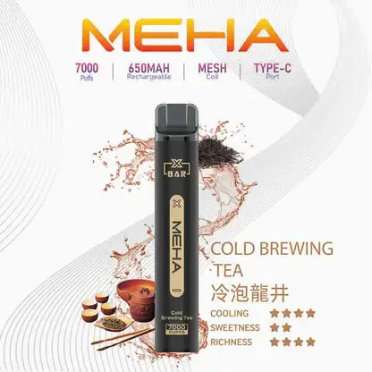 MEHA XBAR 魅嗨 小黑條 7000口 抛棄式電子煙｜Mesh芯爆發力強 3%尼古丁鹽黃金配方 極強冰感體驗 650mAh大電量可充電長效續航