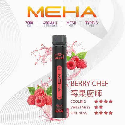 MEHA XBAR 魅嗨 小黑條 7000口 抛棄式電子煙｜Mesh芯爆發力強 3%尼古丁鹽黃金配方 極強冰感體驗 650mAh大電量可充電長效續航
