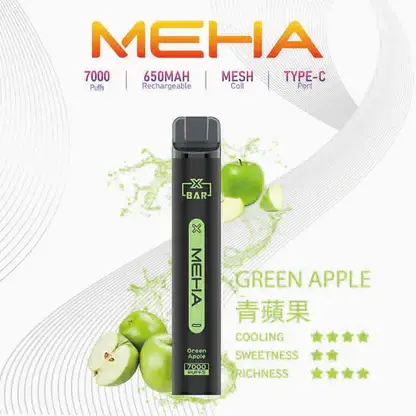MEHA XBAR 魅嗨 小黑條 7000口 抛棄式電子煙｜Mesh芯爆發力強 3%尼古丁鹽黃金配方 極強冰感體驗 650mAh大電量可充電長效續航
