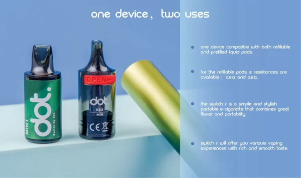 DOT switch 佩特里 升級款 專用主機｜550mAh高續航電芯 金屬防刮塗層 Type-C 快充與終極防漏結構 穩壓輸出不燒焦 專用DOT switch煙彈