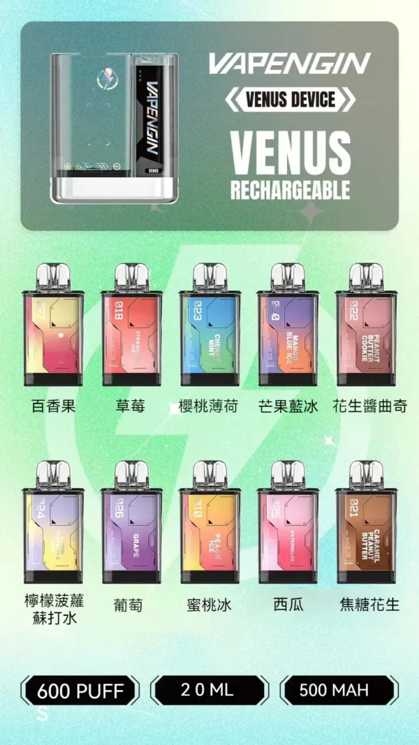 【加購130送主機+電池】VAPENGIN VENUS 金星 專用換彈拋棄式電子煙｜頂級商務質感機身 網狀霧化芯極致口感 500mAh 高效快充續航