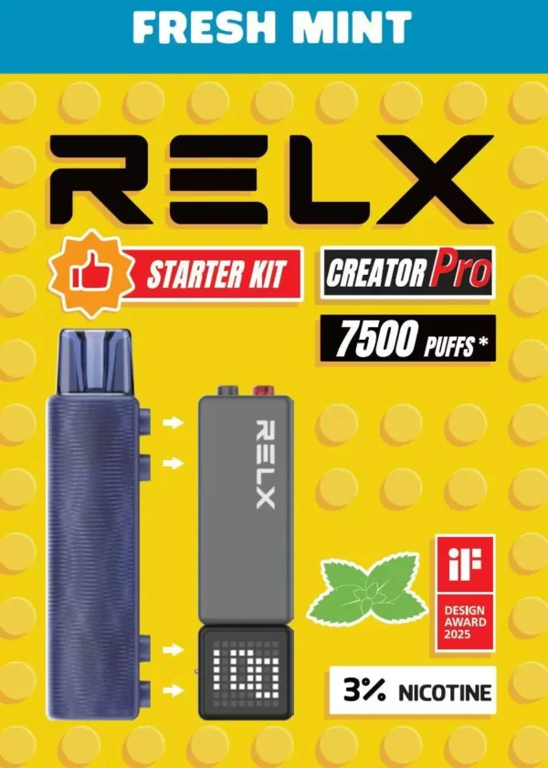 圖片_20260131011126_146_7.webp RELX 悅刻 Creator 積木 7000口|3%尼古丁鹽 6ml儲油倉 拋棄式電子煙入門組